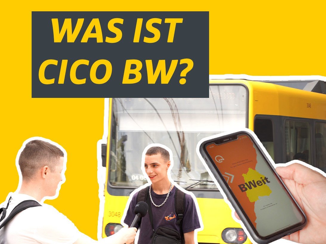 Kollage mit zwei jungen Männern im Gespräch, einem Smartphone auf dem die BWeit-App zu sehen ist und dem Schriftzug "Was ist CiCoBW?".