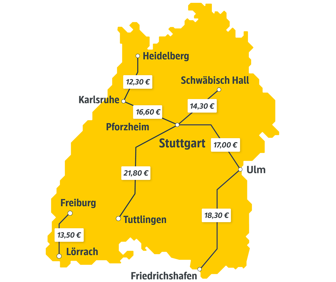 Baden-Württemberg Karte mit Ankerpreisen